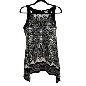 Y2K Vintage Cache Silk Babydoll Tunic Tank in Abstract Design - Size M